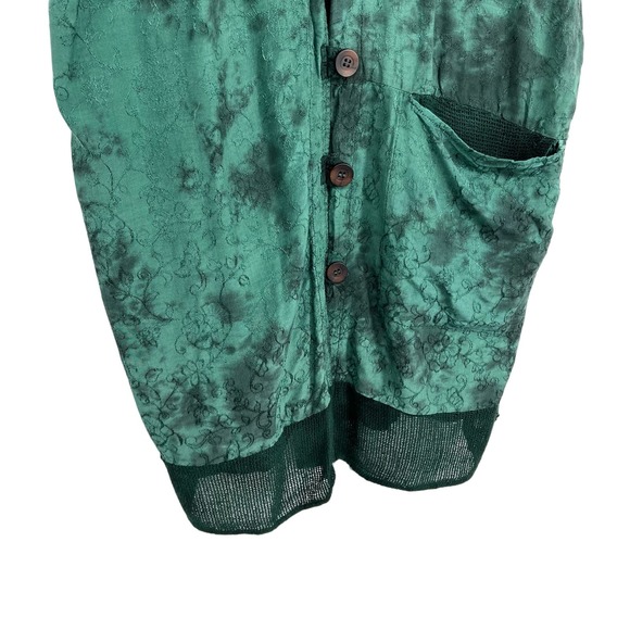 Sterling Styles Vintage 80s 90s Deep Green Wearable Art Vest Blouse Shirt Top - Picture 4 of 7